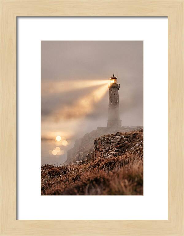 Old Lighthouse Beam Cutting Through Fog
