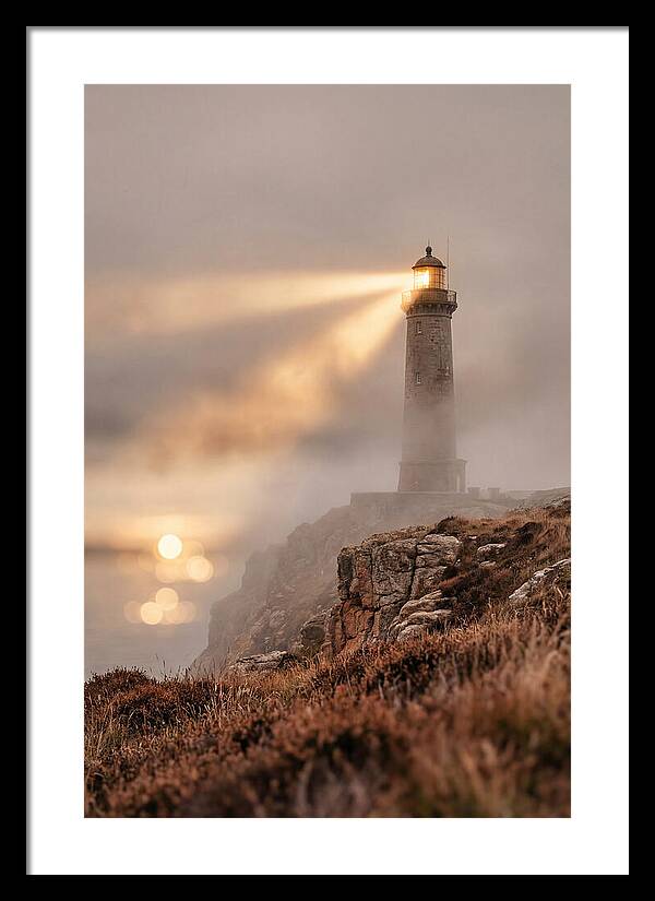 Old Lighthouse Beam Cutting Through Fog