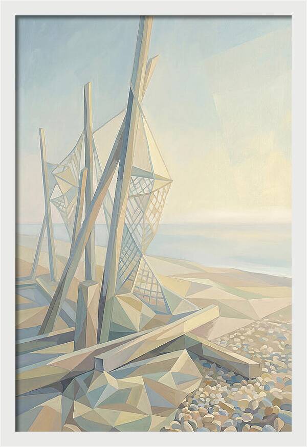 Old Net Drying Poles On Shingle Beach