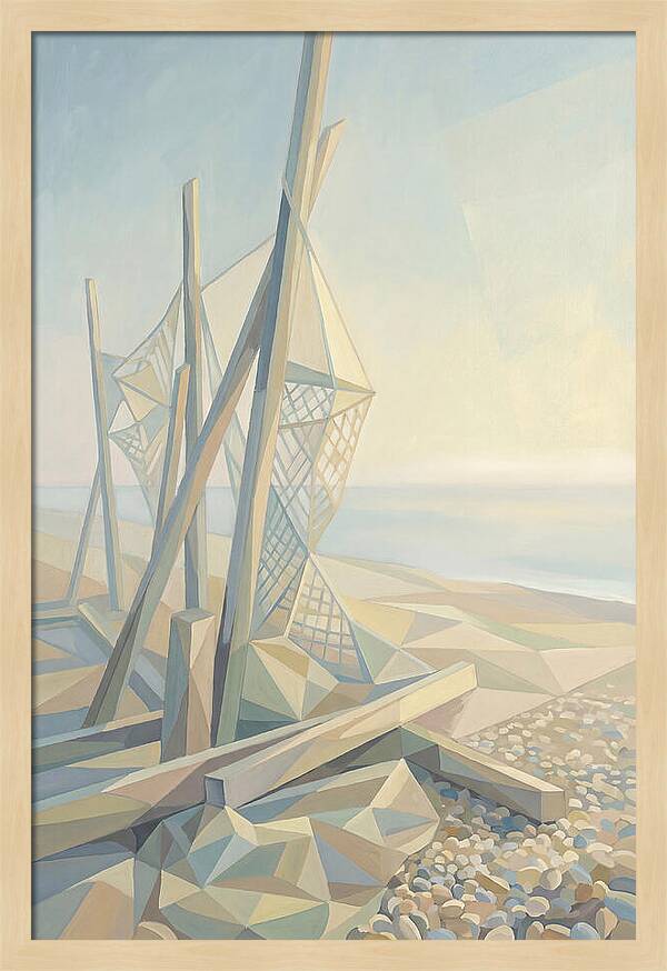 Old Net Drying Poles On Shingle Beach