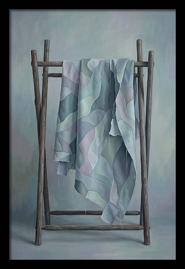 Old Quilting Frame With Patchwork