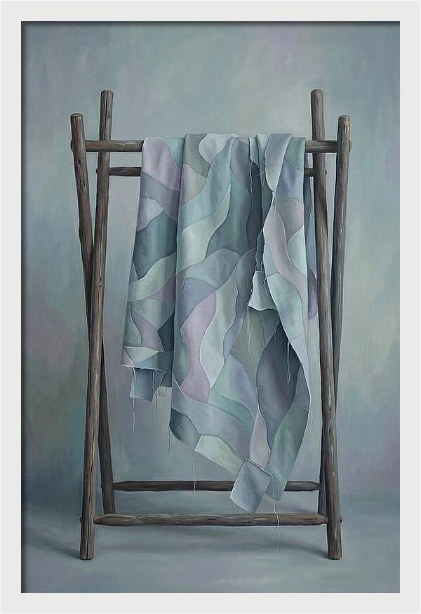 Old Quilting Frame With Patchwork