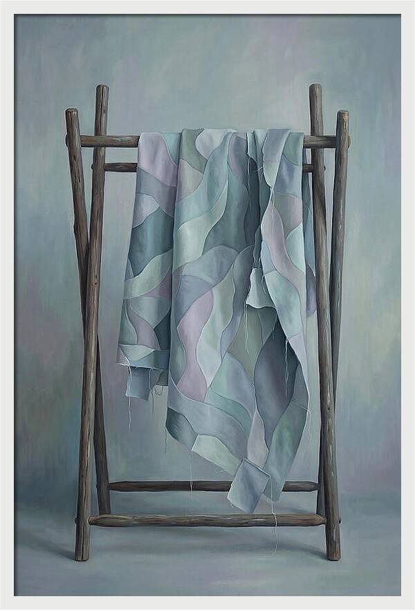 Old Quilting Frame With Patchwork