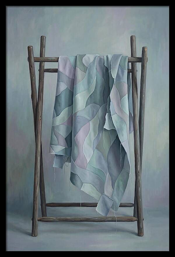 Old Quilting Frame With Patchwork
