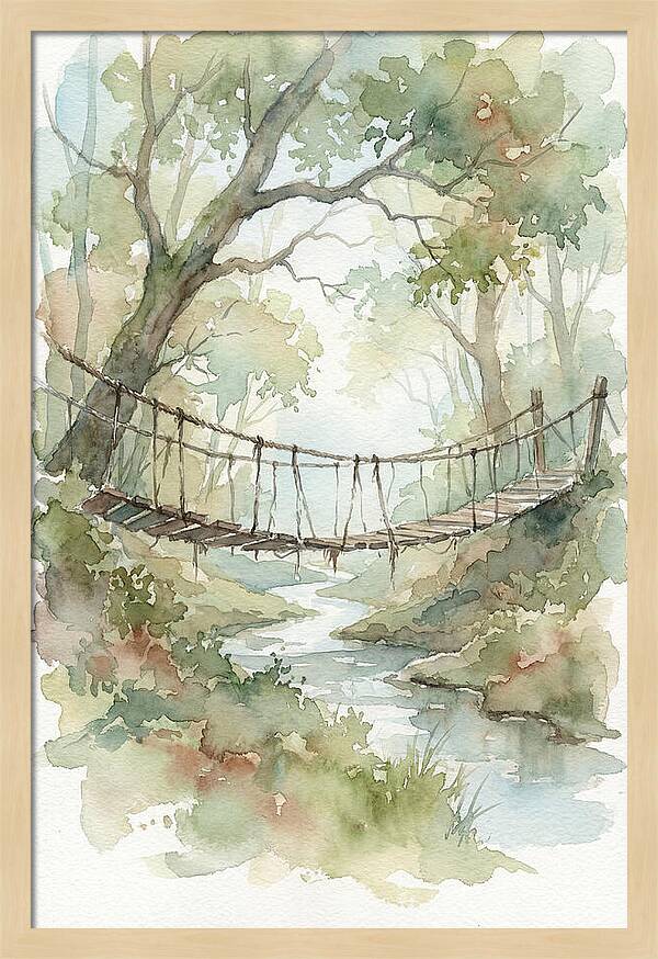 Old Rope Bridge Over Country Creek