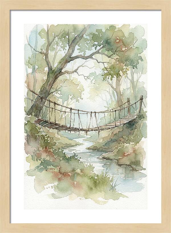 Old Rope Bridge Over Country Creek