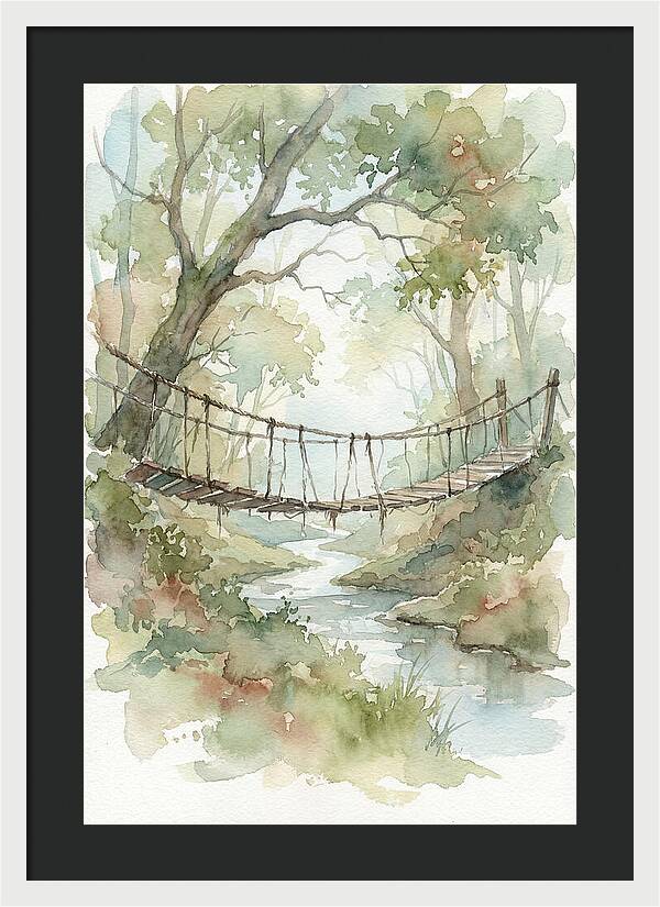 Old Rope Bridge Over Country Creek