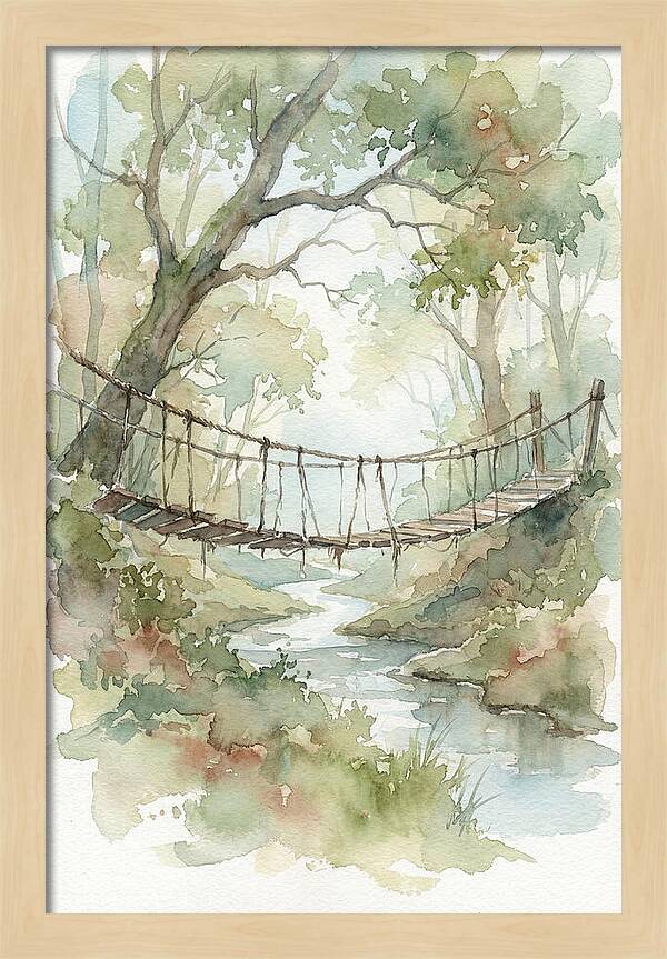 Old Rope Bridge Over Country Creek