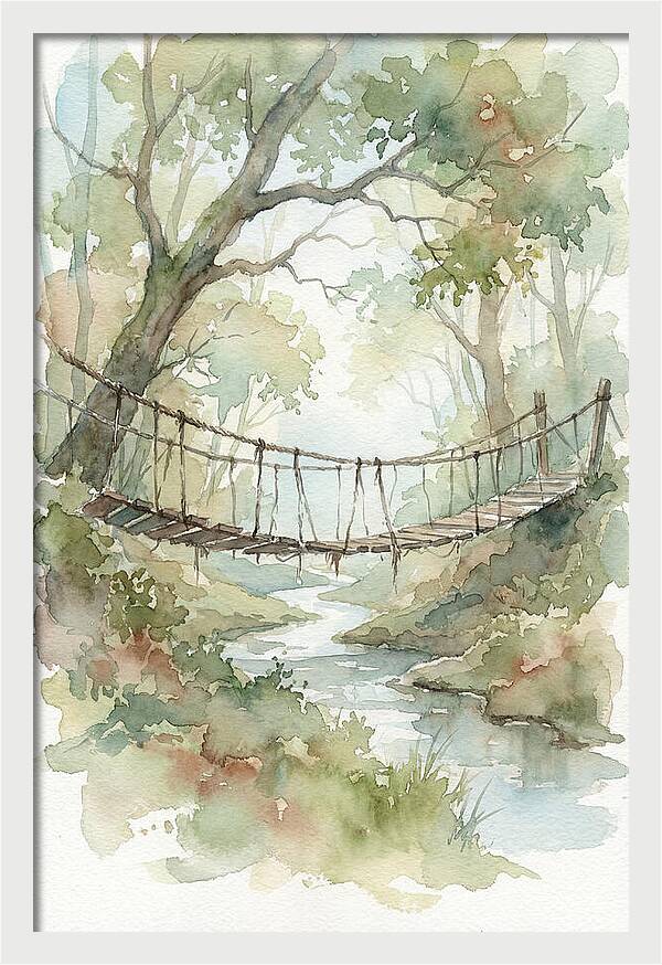 Old Rope Bridge Over Country Creek