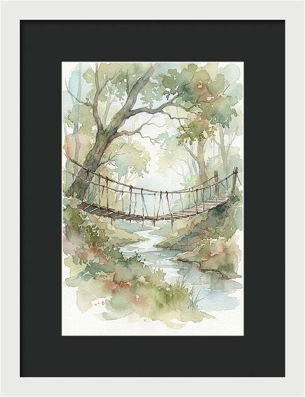 Old Rope Bridge Over Country Creek