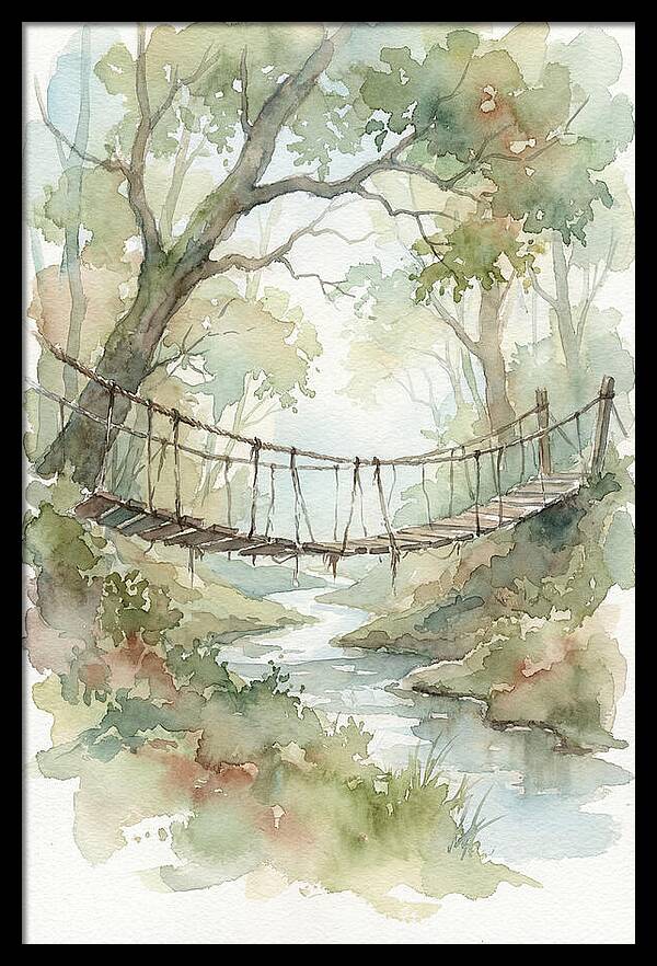 Old Rope Bridge Over Country Creek