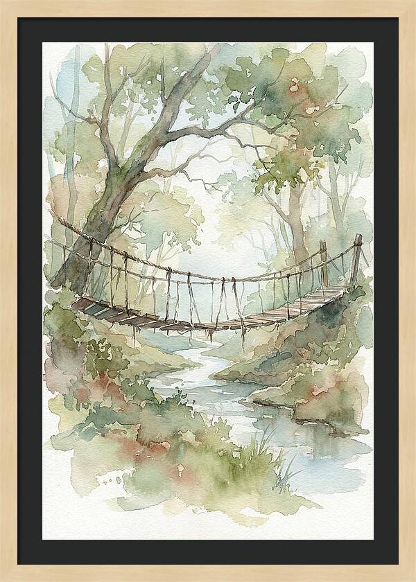 Old Rope Bridge Over Country Creek