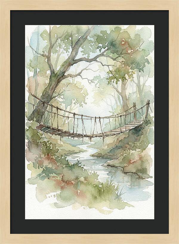 Old Rope Bridge Over Country Creek