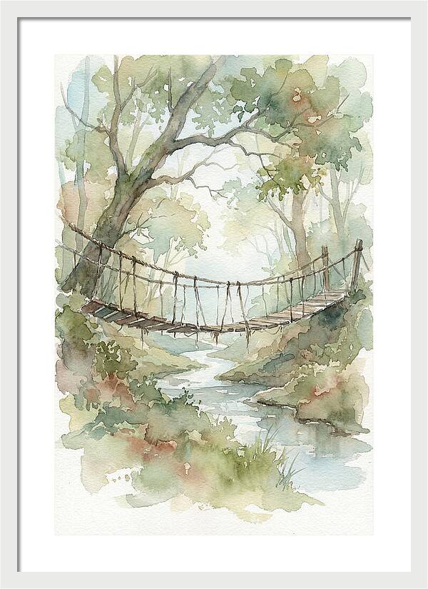 Old Rope Bridge Over Country Creek