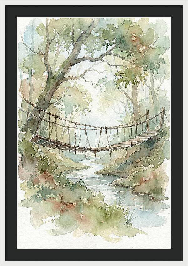 Old Rope Bridge Over Country Creek