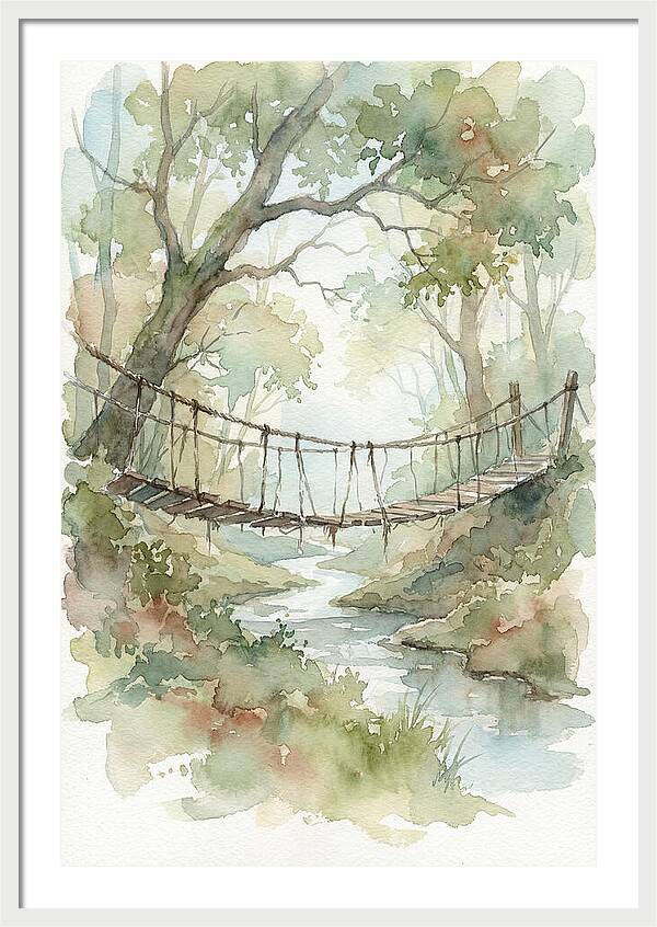 Old Rope Bridge Over Country Creek