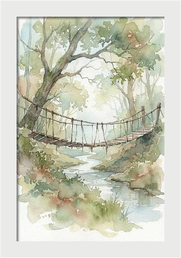 Old Rope Bridge Over Country Creek