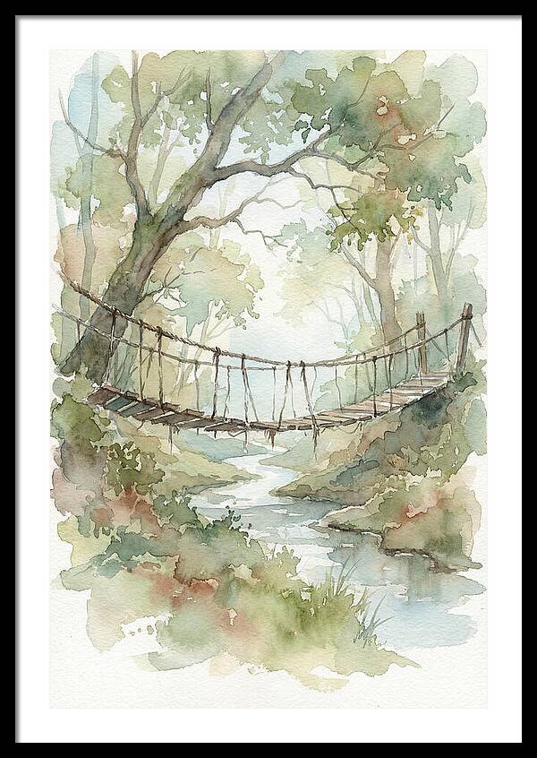 Old Rope Bridge Over Country Creek