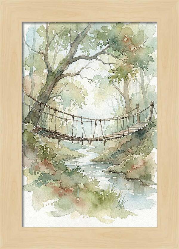 Old Rope Bridge Over Country Creek
