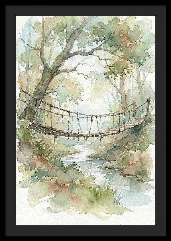 Old Rope Bridge Over Country Creek