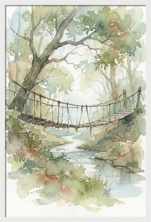 Old Rope Bridge Over Country Creek