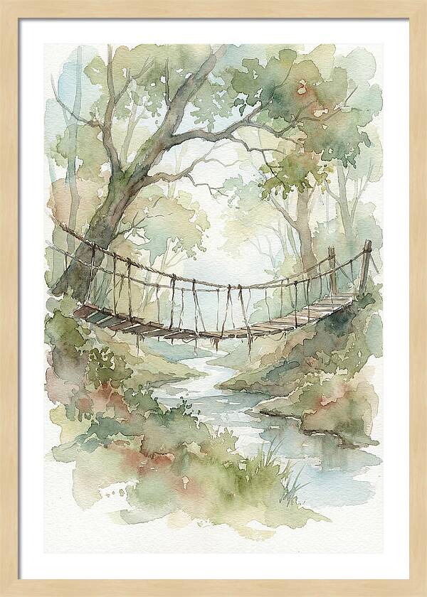 Old Rope Bridge Over Country Creek