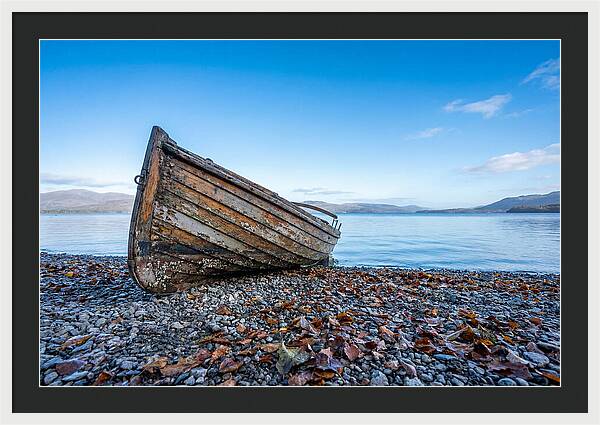 Old Rowing Boat On Lake Shore
