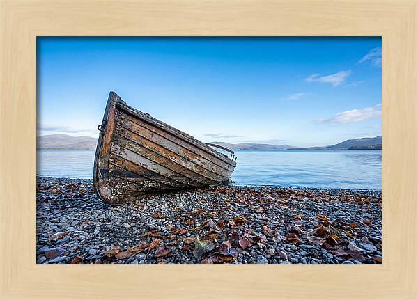 Old Rowing Boat On Lake Shore
