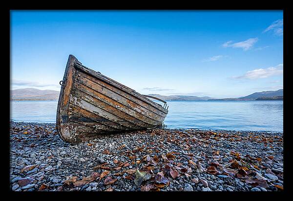 Old Rowing Boat On Lake Shore