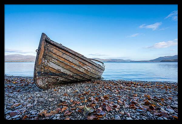 Old Rowing Boat On Lake Shore