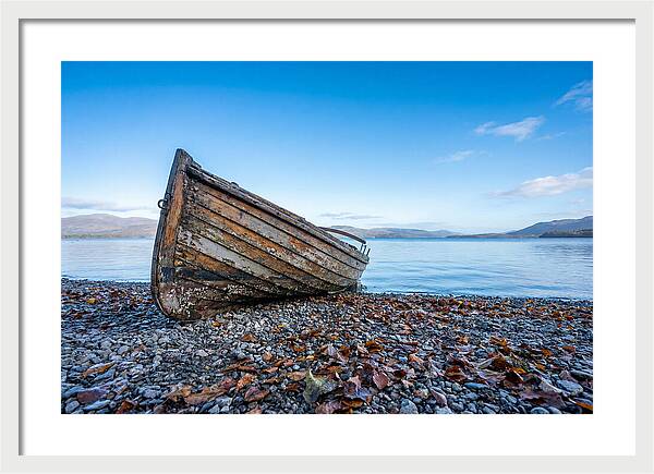 Old Rowing Boat On Lake Shore