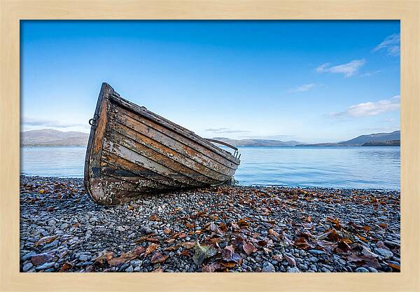 Old Rowing Boat On Lake Shore
