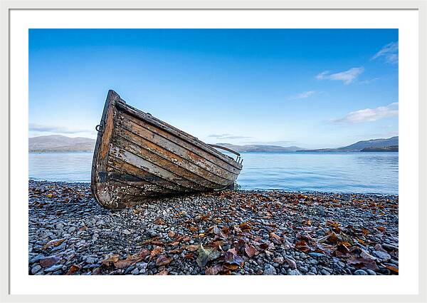 Old Rowing Boat On Lake Shore