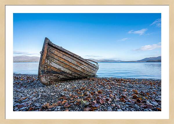 Old Rowing Boat On Lake Shore