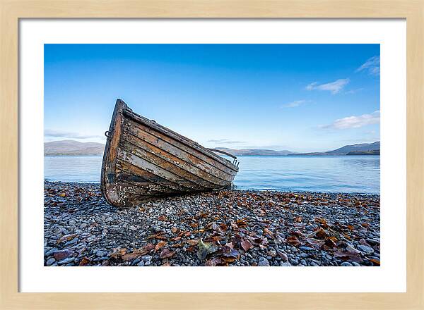 Old Rowing Boat On Lake Shore
