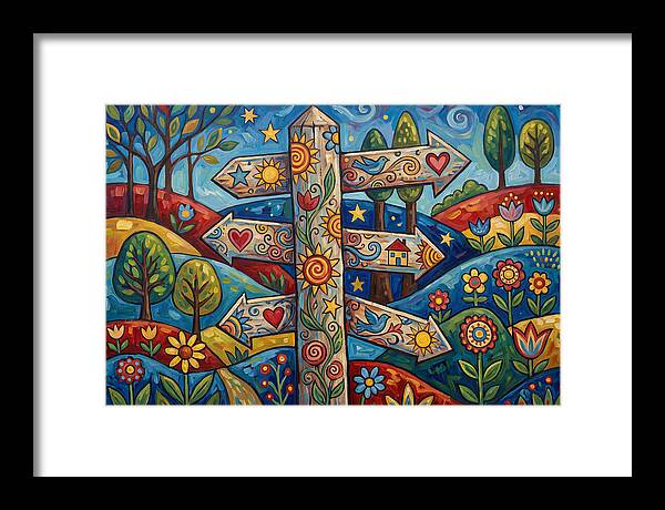 Old Signpost In A Colorful Landscape