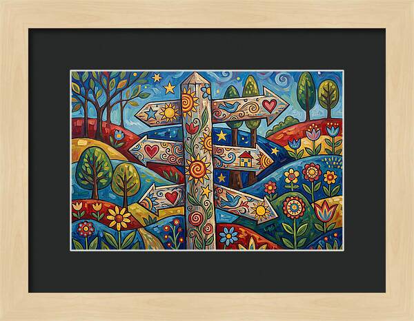 Old Signpost In A Colorful Landscape