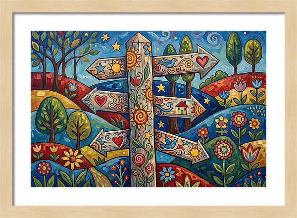Old Signpost In A Colorful Landscape
