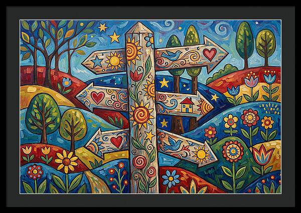 Old Signpost In A Colorful Landscape