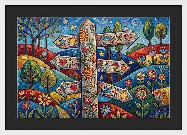 Old Signpost In A Colorful Landscape