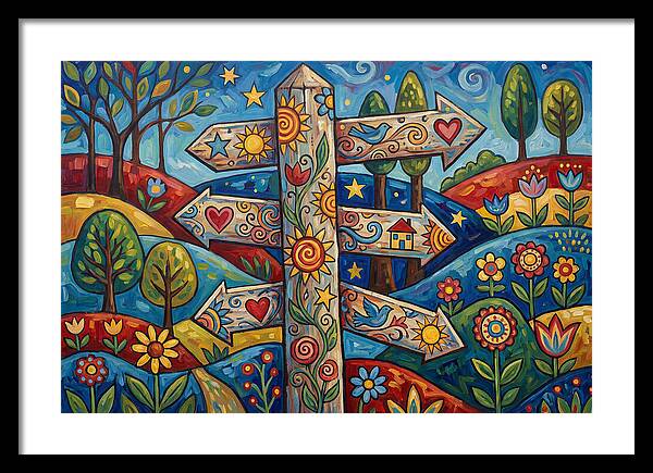 Old Signpost In A Colorful Landscape