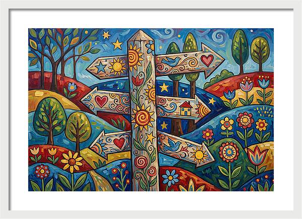 Old Signpost In A Colorful Landscape