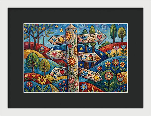 Old Signpost In A Colorful Landscape