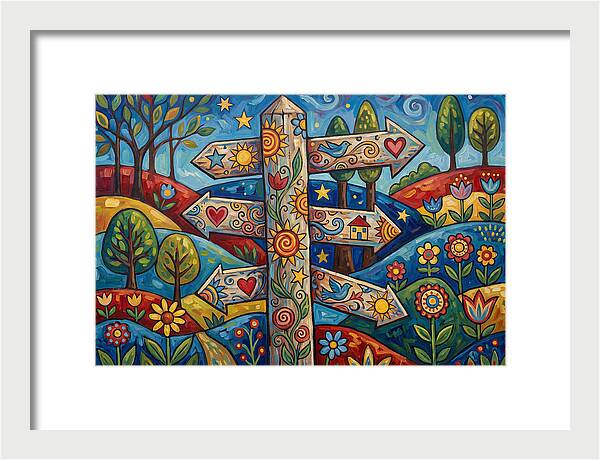 Old Signpost In A Colorful Landscape