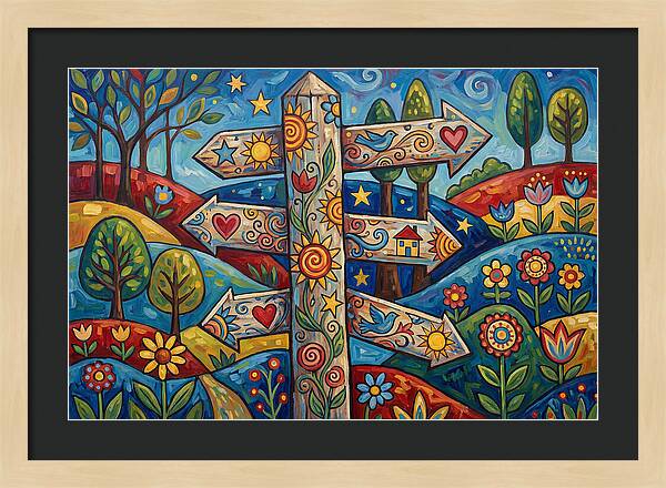 Old Signpost In A Colorful Landscape