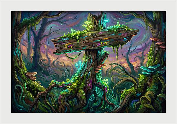 Old Signpost In Enchanted Forest
