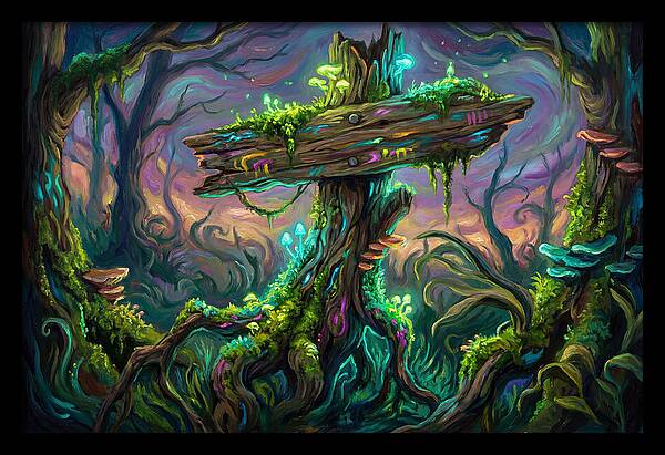 Old Signpost In Enchanted Forest