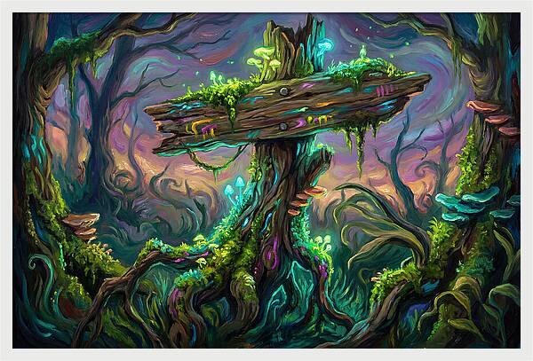 Old Signpost In Enchanted Forest