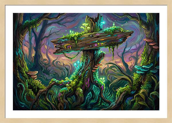 Old Signpost In Enchanted Forest