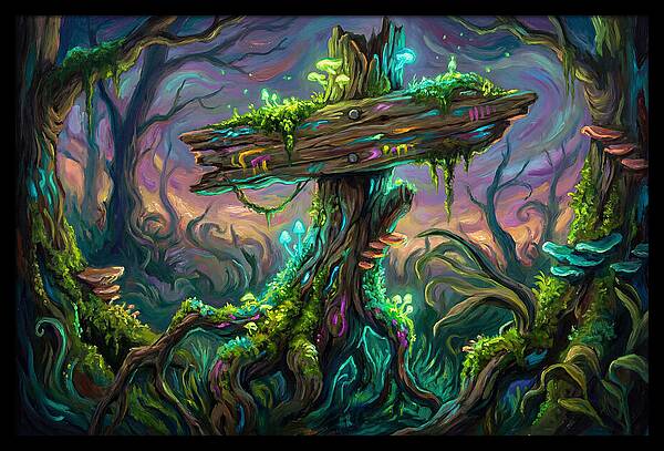 Old Signpost In Enchanted Forest